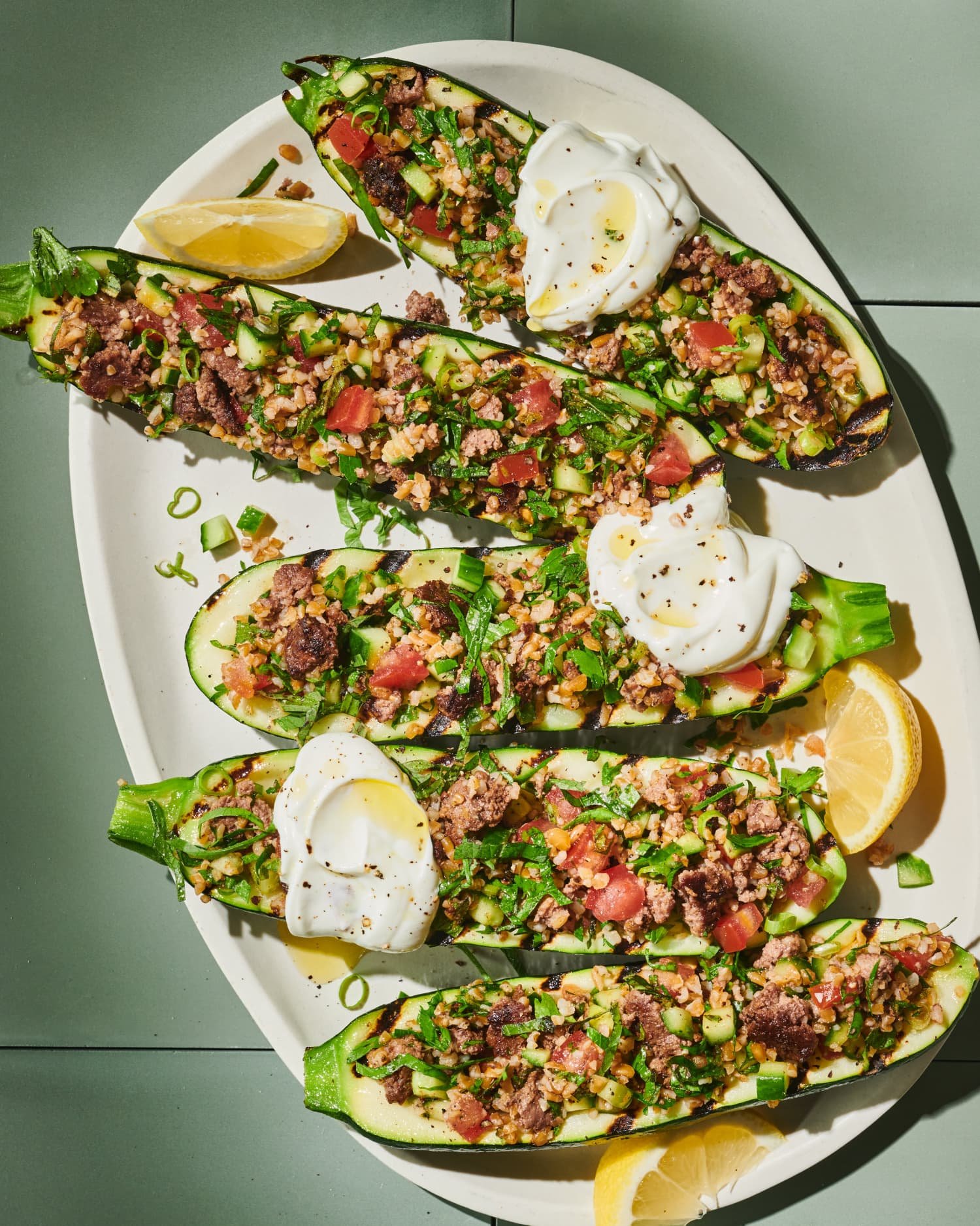 Lemony Tabbouleh Zucchini Boats Will Be the Star of Your Next Cookout