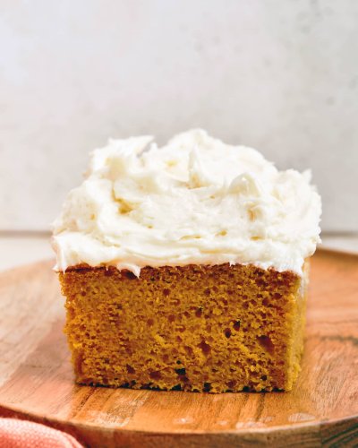 Get Your Fall Baking Started Early with Pumpkin Cake with Cream Cheese Frosting