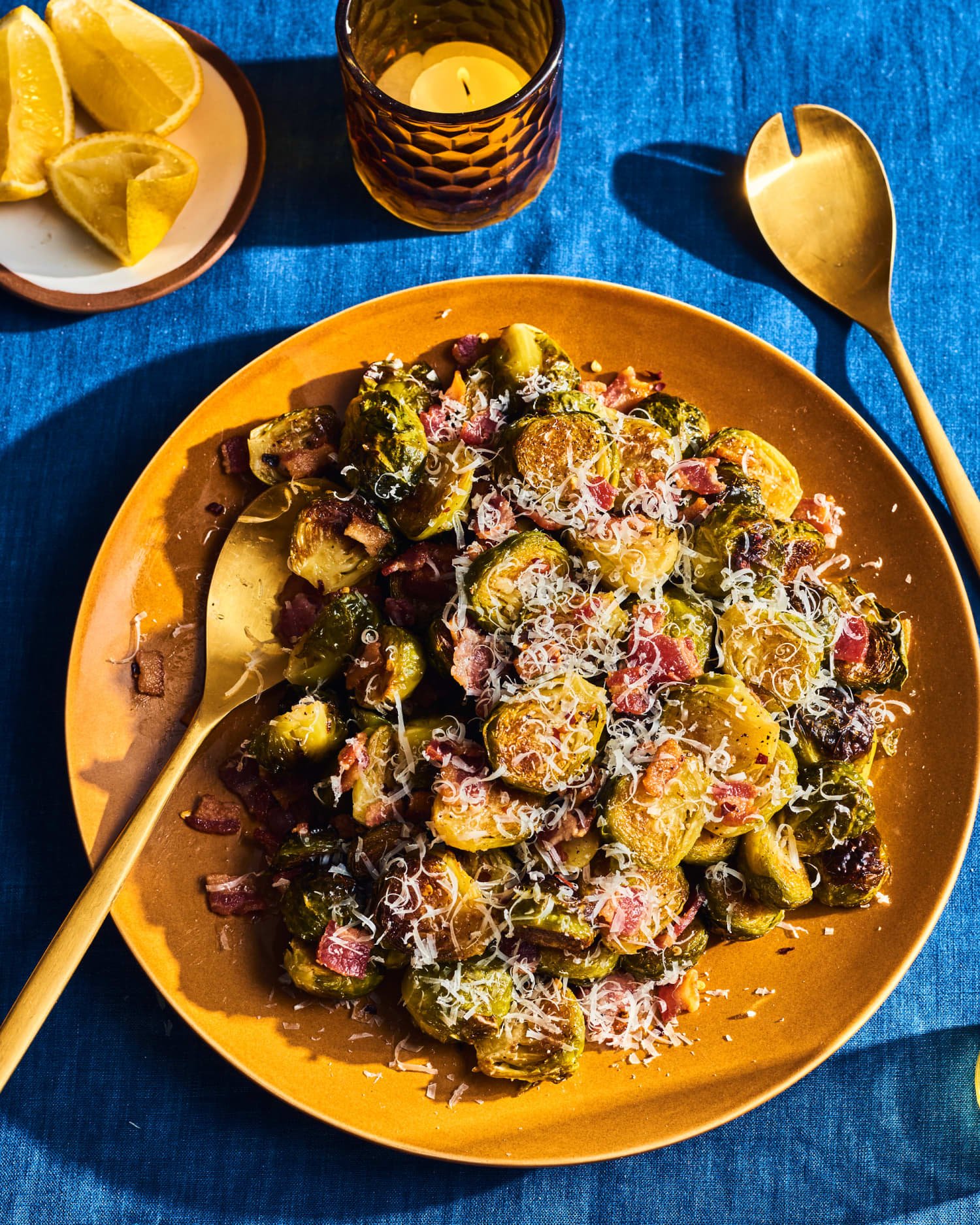 Crispy Roasted Brussels Sprouts with Bacon