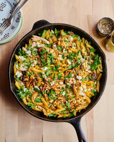 This Baked Skillet Chicken Pasta Is Packed with Fresh Lemon Flavor