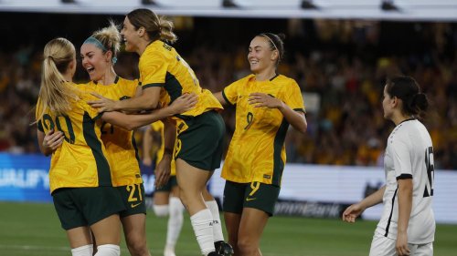 Perfect 10! Record crowd as Matildas Olympics-bound after dream 15-min hattrick