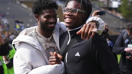 Sanders has no time to enjoy moment of jersey ceremony for son, Hunter as he focuses on spring game
