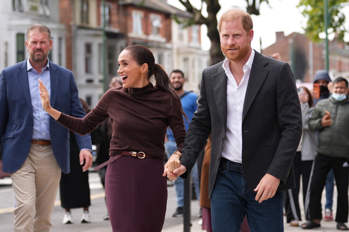 Image from AP's coverage: Prince Harry says he wants to work out relationship with brother and father