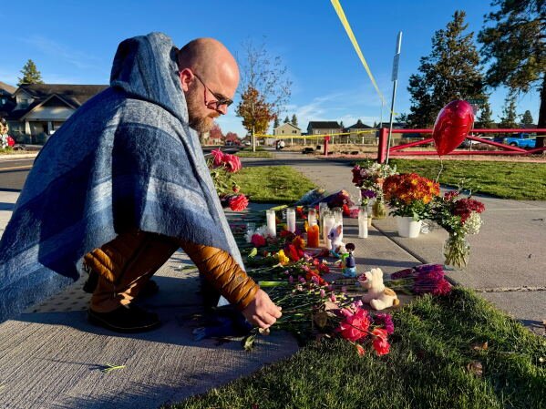 Image from AP's coverage: As an Oregon community mourns 4 killed in school shooting, 2 wounded survivors remain hospitalized