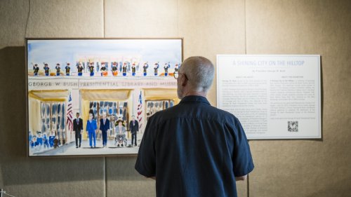 Former President George W. Bush draws inspiration close to his Dallas home in his latest paintings