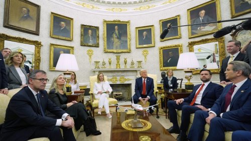 Trump says he's in 'no rush' to end tariffs as he meets with Italy's Meloni