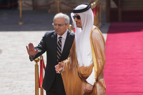 Image from AP's coverage: Qatar pledges a lifeline for Lebanon’s economy, power grid and reconstruction in the south