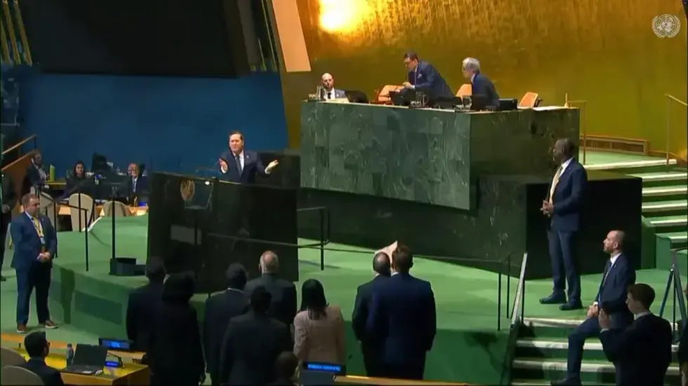 Image from AP's coverage: US and Cuban officials engage in a shouting match during a UN debate over the economic embargo