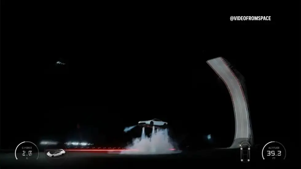 Image from AP's coverage: Tesla's new Roadster car can thrust itself in the air. But don't expect to drive it anytime soon