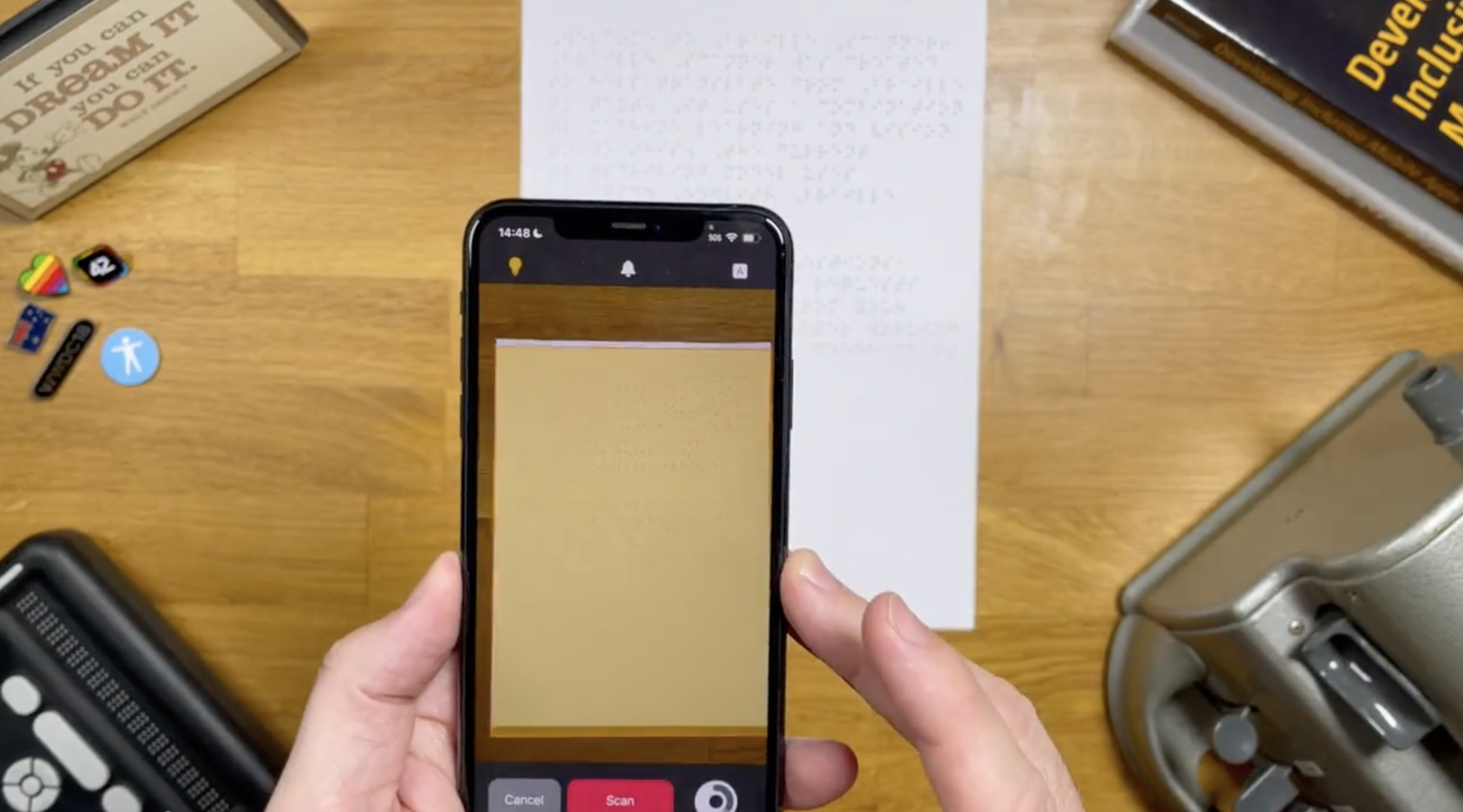 Braille Scanner Scans Paper and Translates to Written or Spoken Text