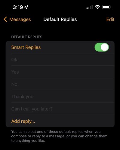 How to customize default Apple Watch message responses