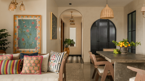 This 1,100-square-foot home in Khar West embraces fluidity like water