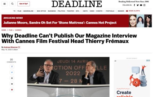 Cannes : un média américain accuse Thierry Frémaux de censure