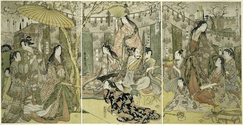 Picture of Hideyoshi and his Five Wives Viewing Cherry Blossoms at Higashiyama (Taiko gosai rakuto yukan no zu) | The Art Institute of Chicago