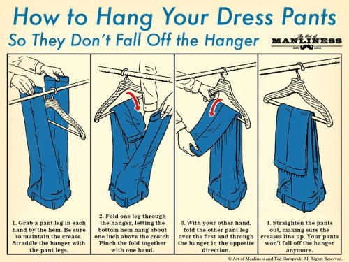 How to Hang Your Dress Pants (So They Don't Fall Off the Hanger)