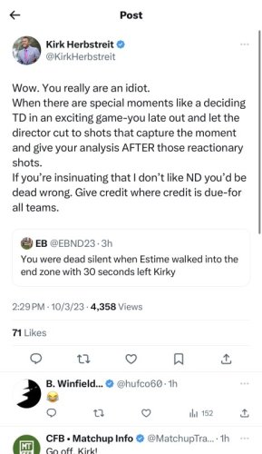 Kirk Herbstreit Calls Critical Fan An 'Idiot' Before Deleting Post