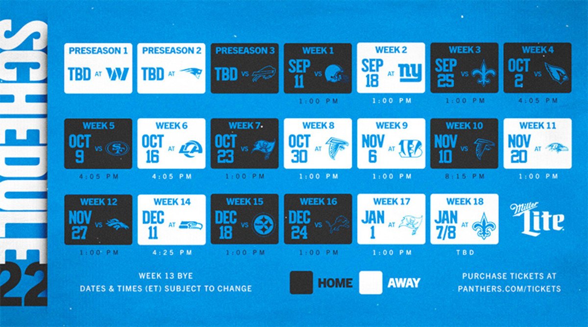 Carolina Panthers Schedule 2021