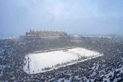 Historic College Football Stadium Covered in Snow This Morning