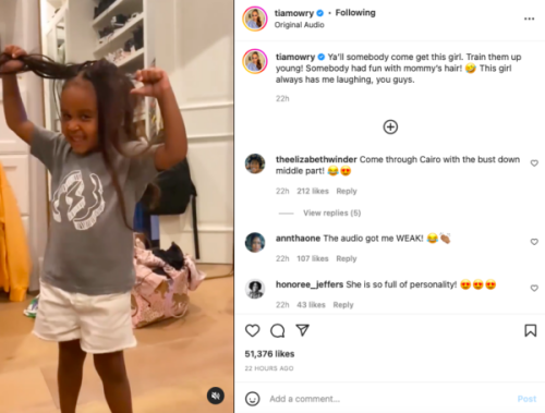 ‘Somebody Come Get This Girl’: Tia Mowry Left Fans In Tears After Sharing a Video of Her 4-Year-Old Daughter Cairo Playing with Her Hair