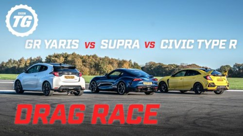 Vídeo: Toyota GR Yaris, Toyota Supra y Honda Civic Type R, ¿quién es el rey de esta drag race?