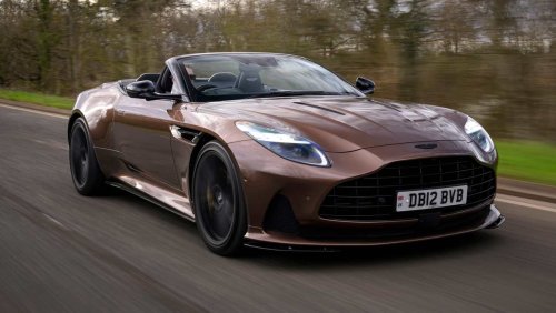 Aston Martin DB12 Volante being driven on UK roads - pictures | Auto Express