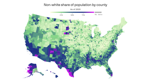 More than 400 U.S. counties are now minority white
