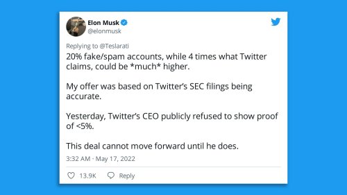 Musk: Twitter deal "cannot move forward" unless spam questions answered