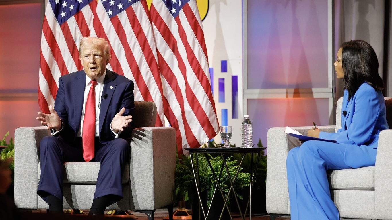 Trump questions Harris' race at Black journalists convention