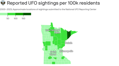 Here's where UFO sightings were reported in Minnesota