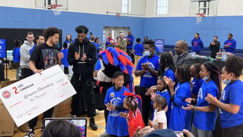 Pistons go back to school for winter clothes giveaways