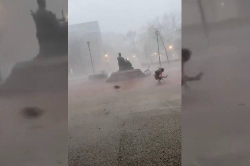 This poor student battled the wind and the wind absolutely won