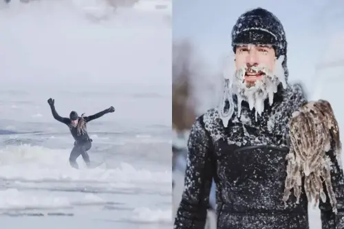 This ice surfer and his ice beard prove this sport isn't for the faint of heart