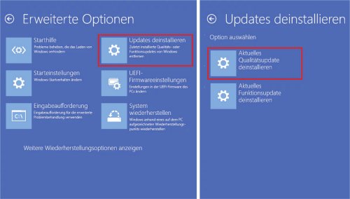 Windows startet nicht mehr: So deinstallieren Sie das letzte Update