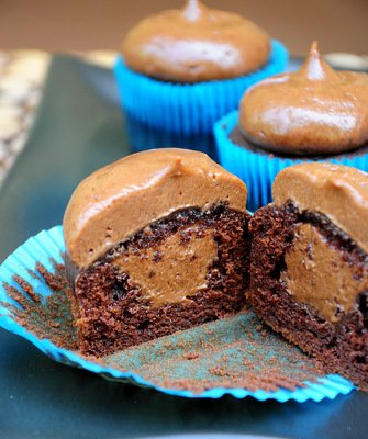 Chocolate Cream-Filled Chocolate Cupcakes - Baking Bites