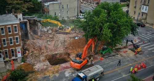 Several East Baltimore homes to be demolished after sinkhole on East North Avenue shuts down street indefinitely