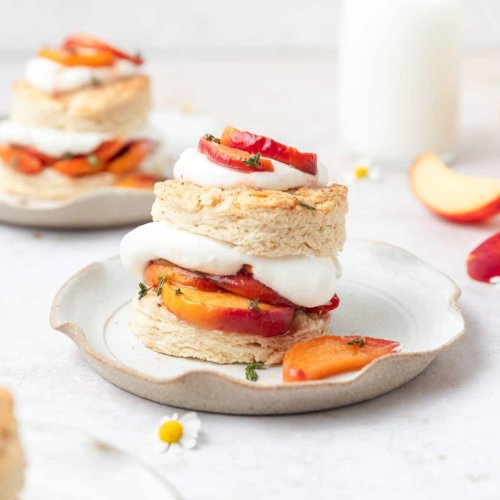 Roasted Peach Shortcake with Brown Butter Biscuits