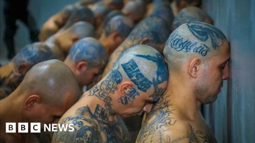 Thousands of tattooed inmates pictured in El Salvador mega-prison