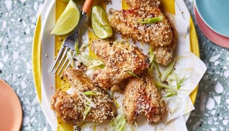 Air fryer chicken wings with honey and sesame recipe
