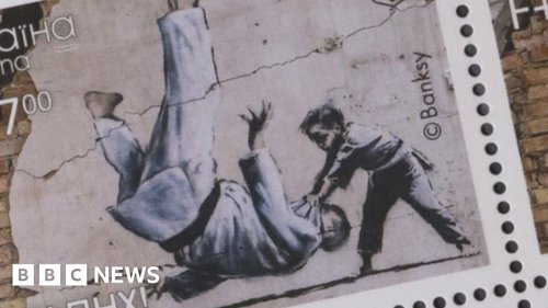 Ukraine's Banksy stamps feature art of Putin in judo match