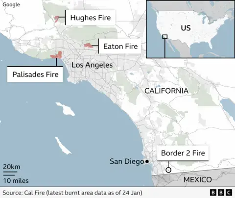 Trump tours LA fire destruction amid worries about disaster aid