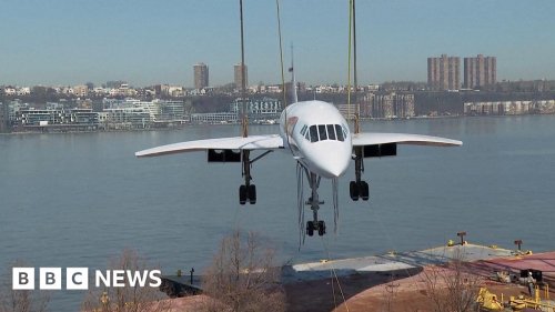 Iconic Concorde jet taken across Hudson River to museum