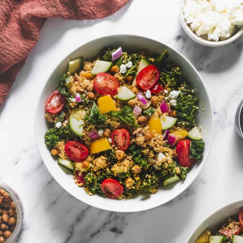 Chili Lime Quinoa Salad with Kale & Roasted Chickpeas