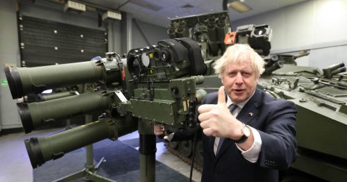Prime Minister Boris Johnson checks out Belfast missiles being used by Ukraine on frontline