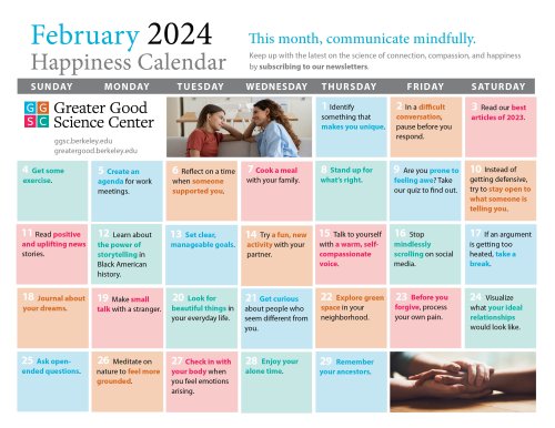 Your Happiness Calendar for February 2024