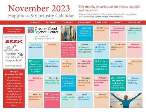 Your Happiness Calendar for November 2023
