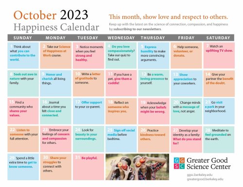 Your Happiness Calendar for October 2023
