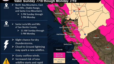 Red flag warning issued for Berkeley Hills, with ‘slight’ chance of lightning