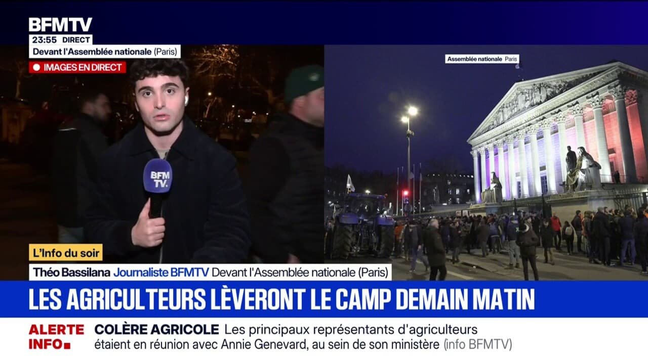 Colère agricole: les agriculteurs présents devant l&rsquo;Assemblée nationale ont décidé de lever le camp entre 4h et 6h du matin