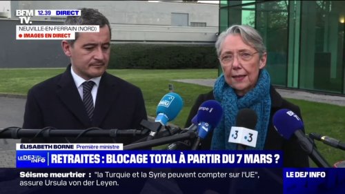 "Je ne vais pas m'exprimer sur des rumeurs": Élisabeth Borne évoque la menace d'une grève totale et reconductible à partir du 7 mars
