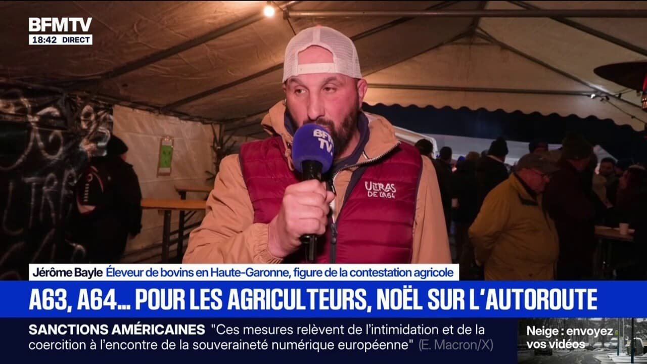 Messe de Noël des agriculteurs sur l&rsquo;A64: « il y a un gros soutien populaire, ça nous galvanise », assure Jérôme Bayle, figure de la contestation agricole